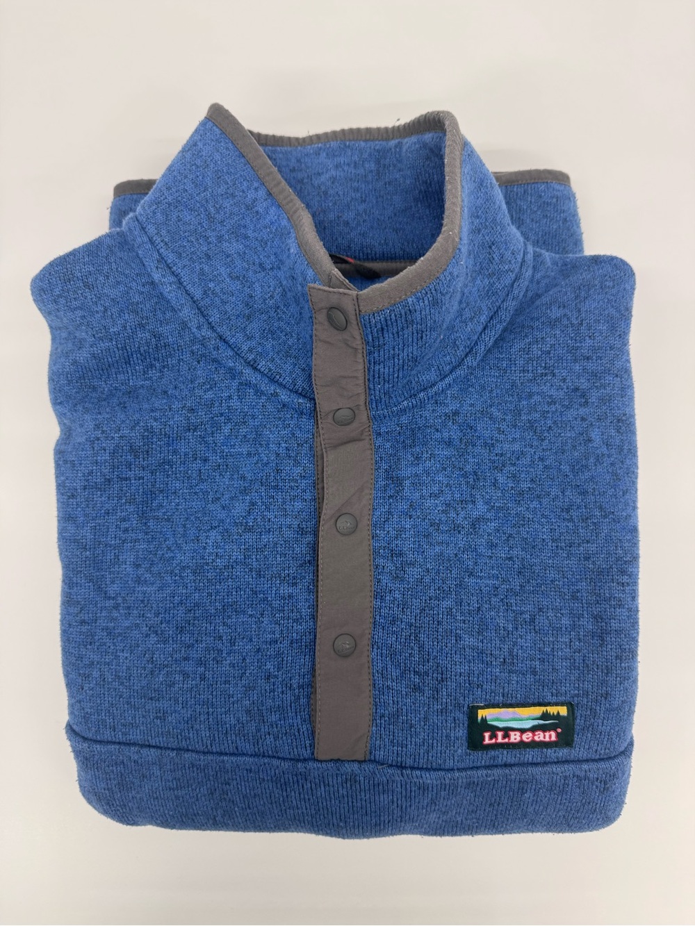 L.L. Bean Men’s Blue Snap Sweater Fleece Pullover